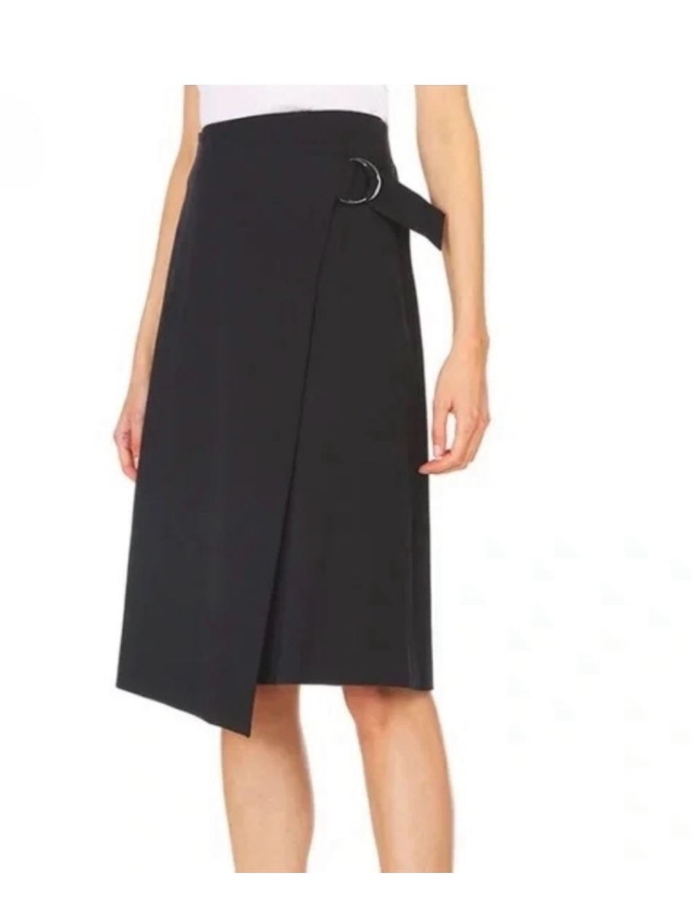 Black Wrap Midi Skirt